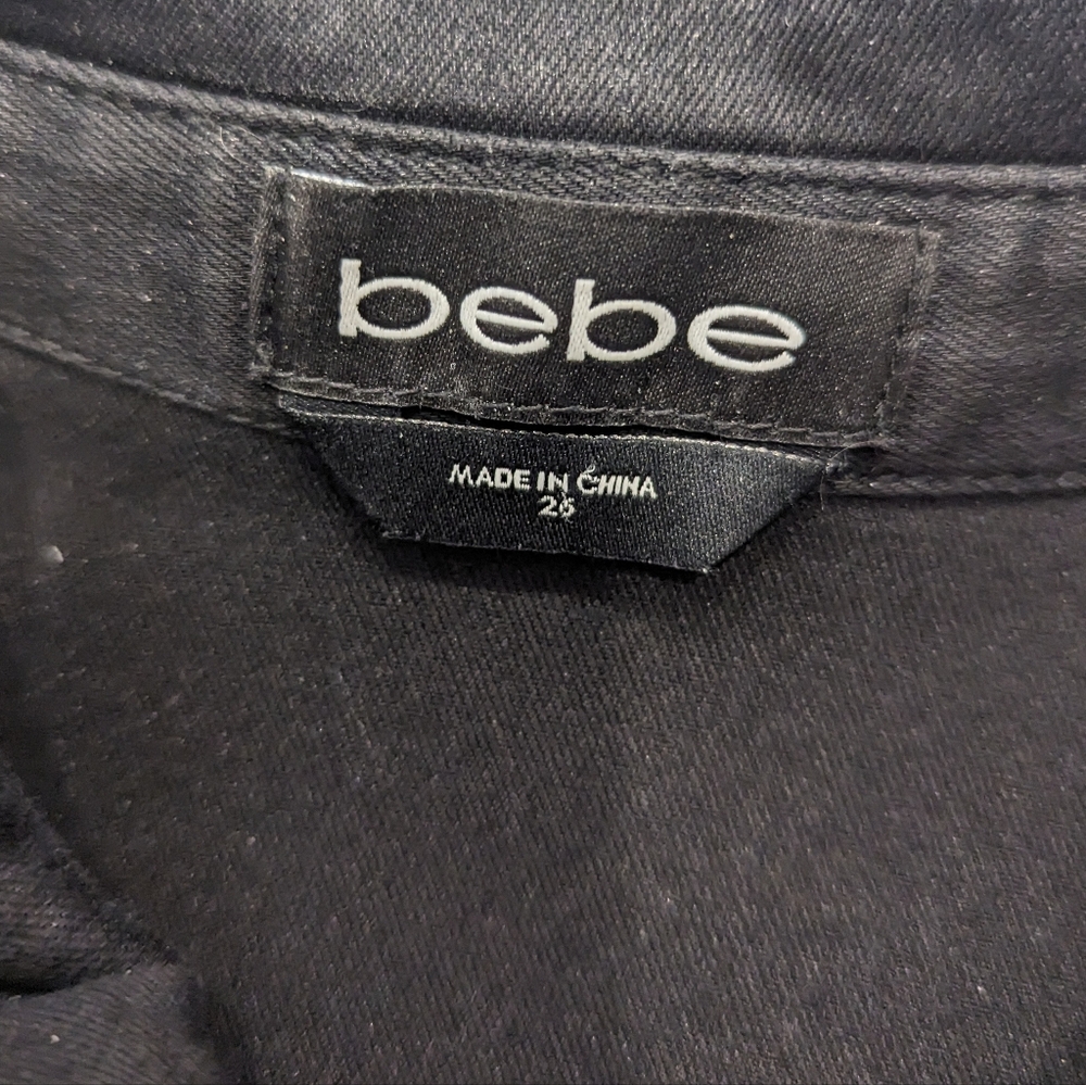 Bebe - Amazing Black Stretchy Denim Moto Jumpsuit Catsuit - Picture 6 of 8